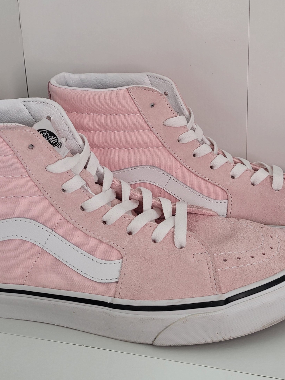 Vans Pink and White High-Top Sneakers